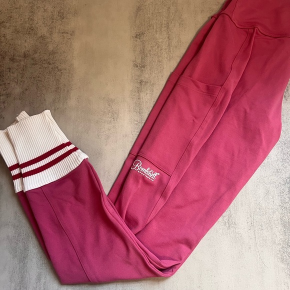 Bombshell sportsware mauve small white ankle sock leggings - Picture 2 of 5